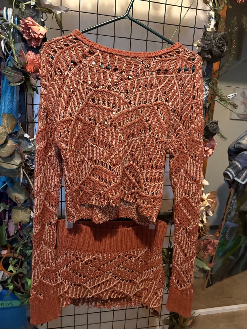 Rust Cropped Festival Sweater& Skirt Set